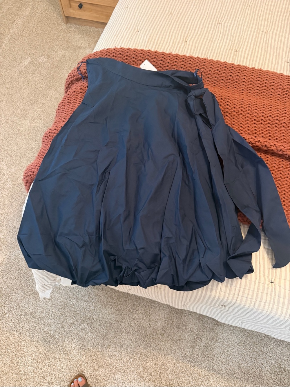 TCEC One-Shoulder Navy Bubble Hem Dress - Picture 5 of 9